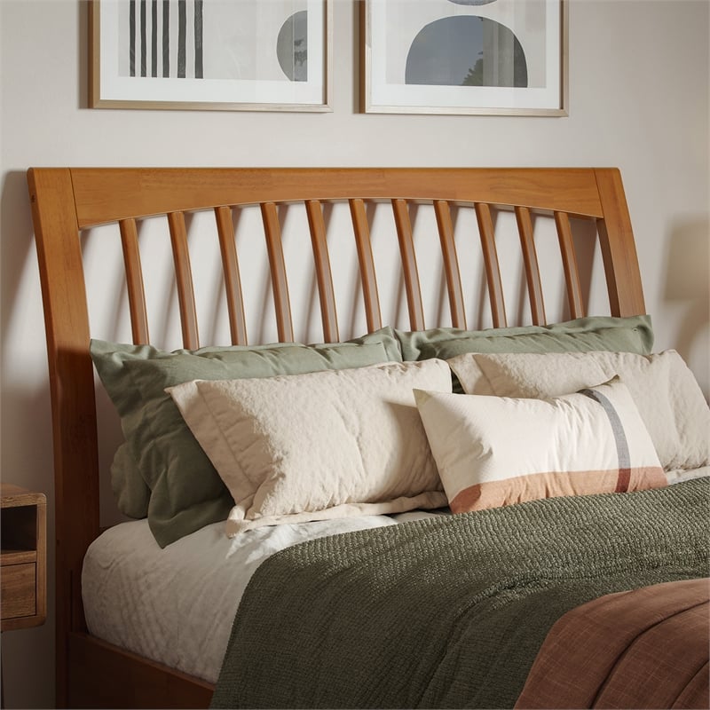 AFI Orleans Full Sleigh Solid Wood Slat Headboard in Light Toffee