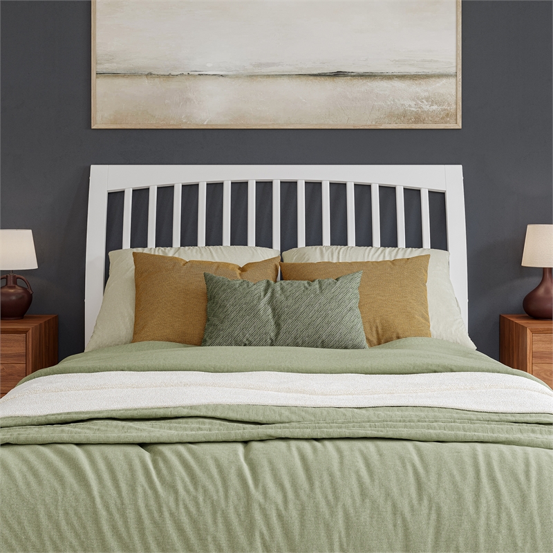 AFI Orleans Queen Sleigh Contemporary Solid Wood Slat Headboard in White