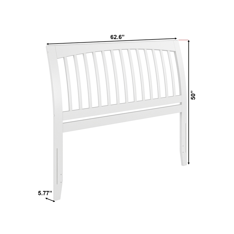 AFI Orleans Queen Sleigh Contemporary Solid Wood Slat Headboard in White