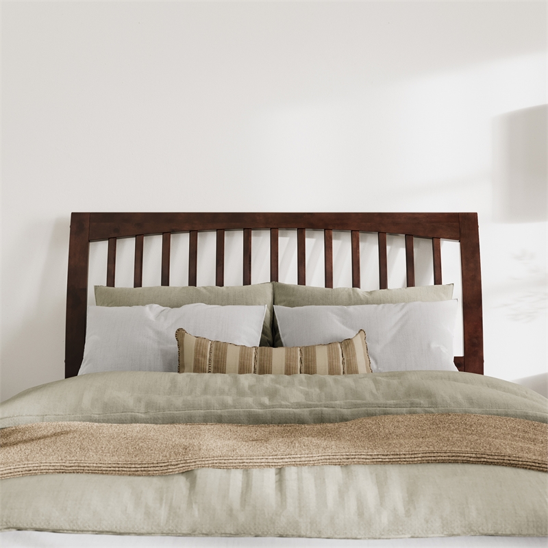 AFI Orleans Queen Sleigh Contemporary Solid Wood Slat Headboard in Walnut