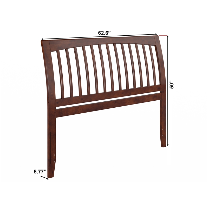 AFI Orleans Queen Sleigh Contemporary Solid Wood Slat Headboard in Walnut