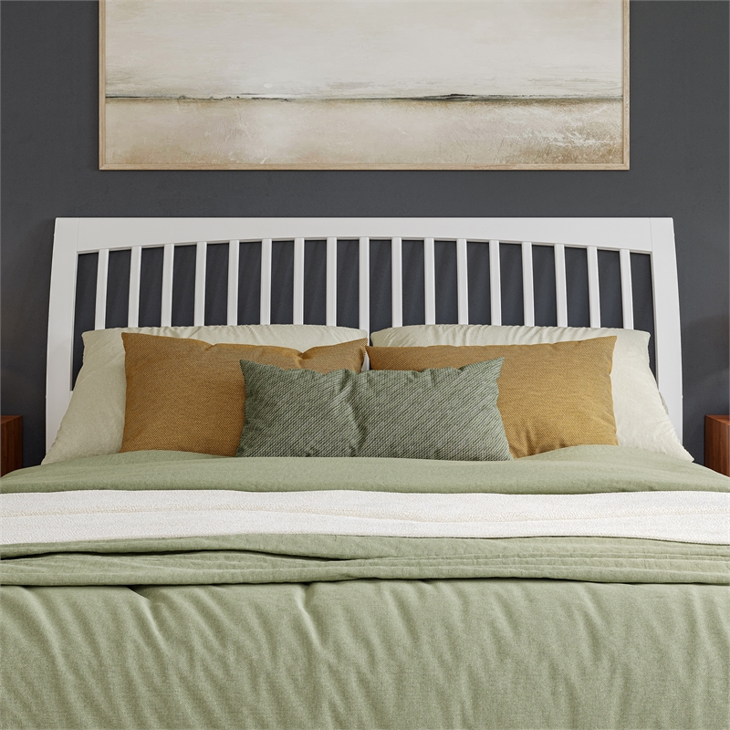 AFI Orleans King Sleigh Contemporary Solid Wood Slat Headboard in White