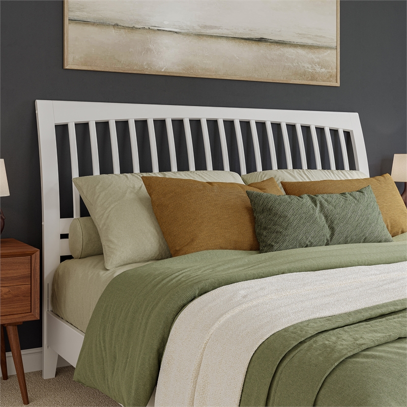 AFI Orleans King Sleigh Contemporary Solid Wood Slat Headboard in White