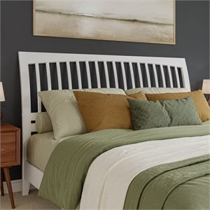 afi orleans king sleigh contemporary solid wood slat headboard in white