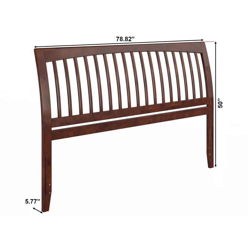AFI Orleans King Sleigh Contemporary Solid Wood Slat Headboard in Walnut