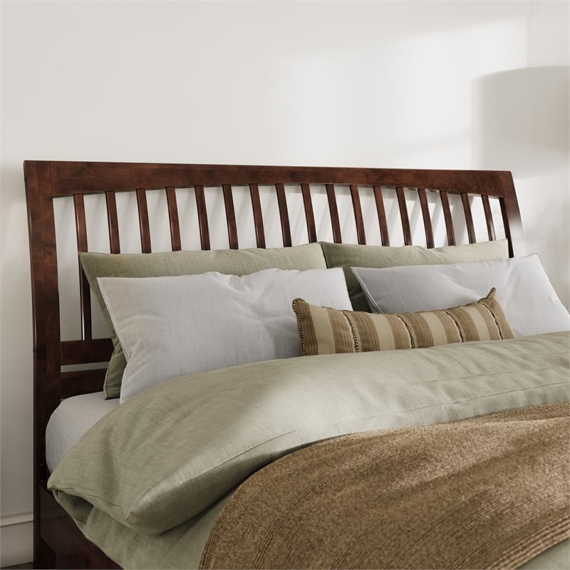 AFI Orleans King Sleigh Contemporary Solid Wood Slat Headboard in Walnut