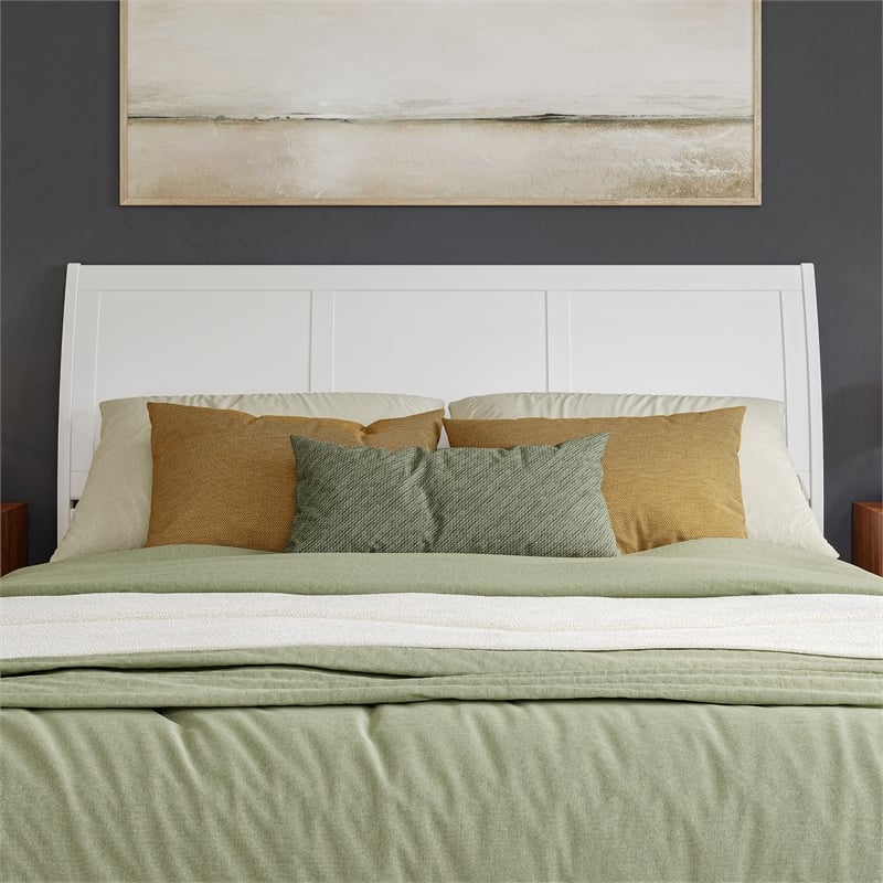 Portland King Sleigh Wood Headboard in White