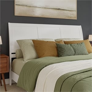 Portland King Sleigh Wood Headboard in White