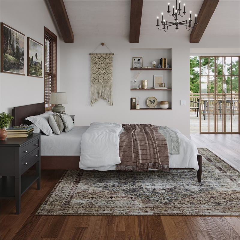 Aria Twin XL Solid Wood Modern Low Profile Platform Bed in Espresso