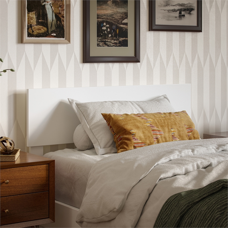 Aria Twin XL Solid Wood Modern Low Profile Platform Bed in White