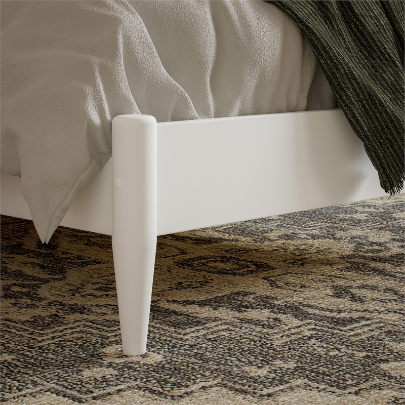 Aria Twin XL Solid Wood Modern Low Profile Platform Bed in White
