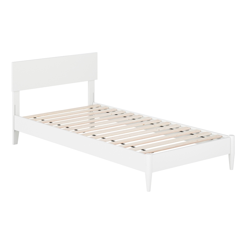 Aria Twin XL Solid Wood Modern Low Profile Platform Bed in White