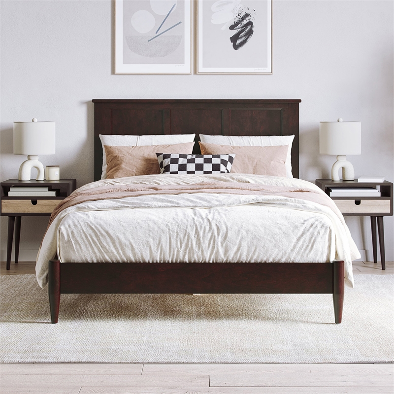 Charlotte Full Solid Wood Low Profile Platform Bed in Espresso