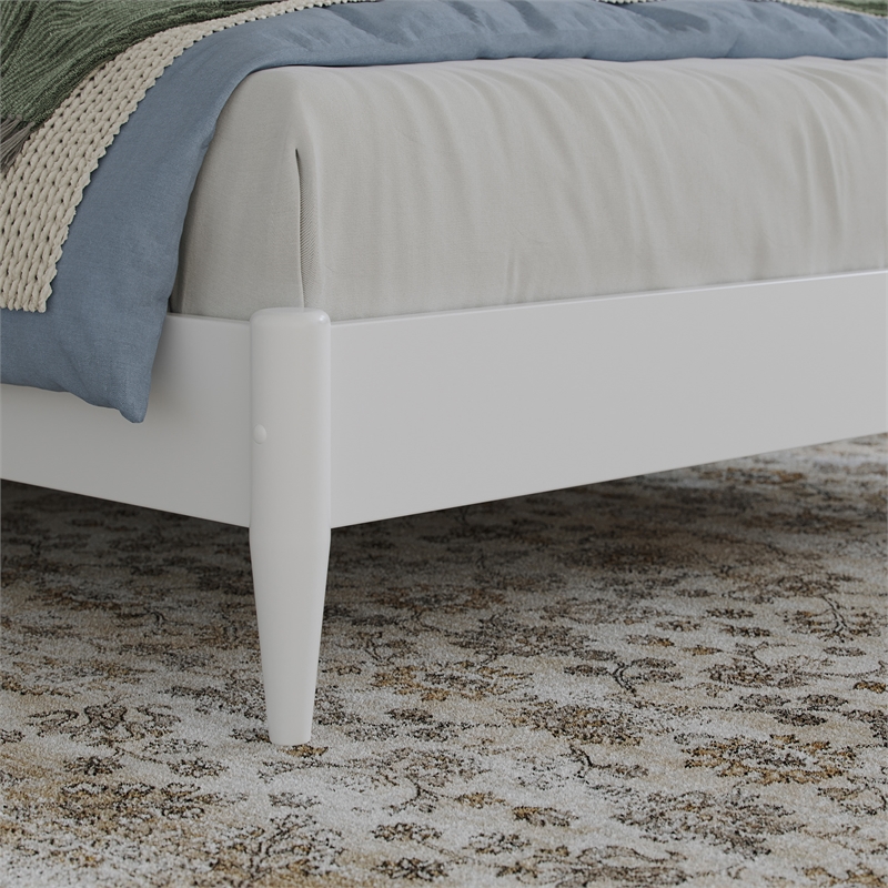 Charlotte Full Solid Wood Low Profile Platform Bed in White