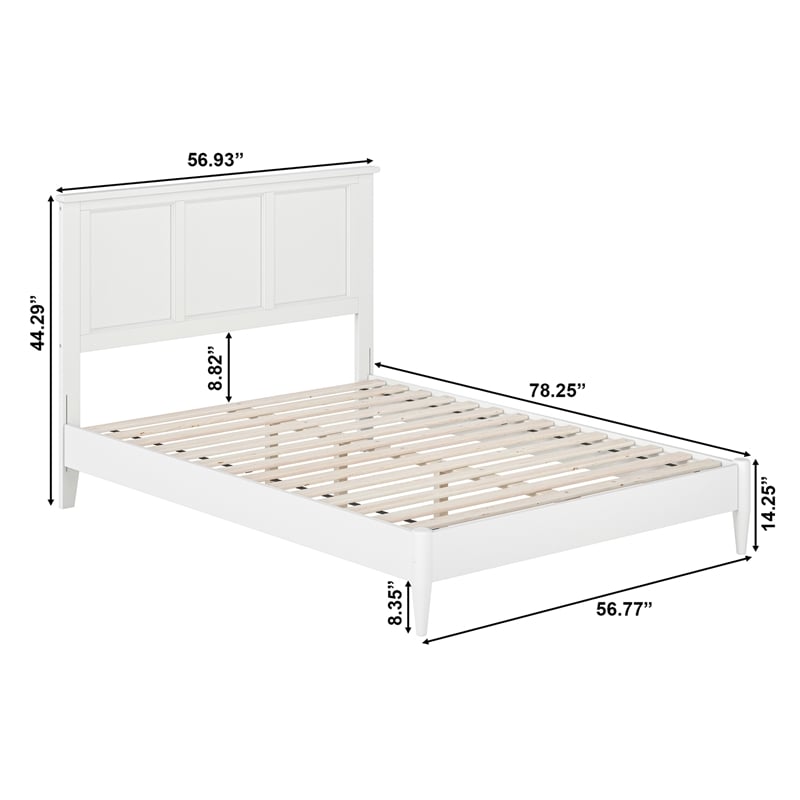Charlotte Full Solid Wood Low Profile Platform Bed in White