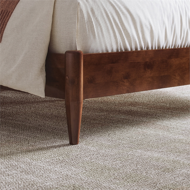 Charlotte Full Solid Wood Low Profile Platform Bed in Walnut