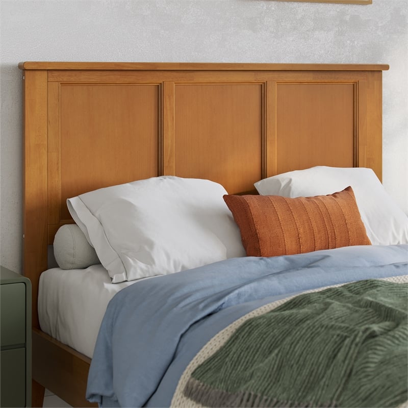 Charlotte Full Solid Wood Low Profile Platform Bed in Light Toffee