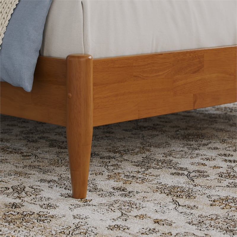 Charlotte Full Solid Wood Low Profile Platform Bed in Light Toffee