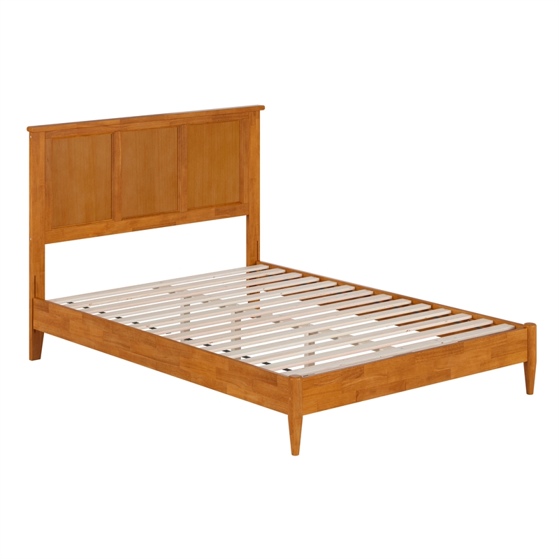 Charlotte Full Solid Wood Low Profile Platform Bed in Light Toffee