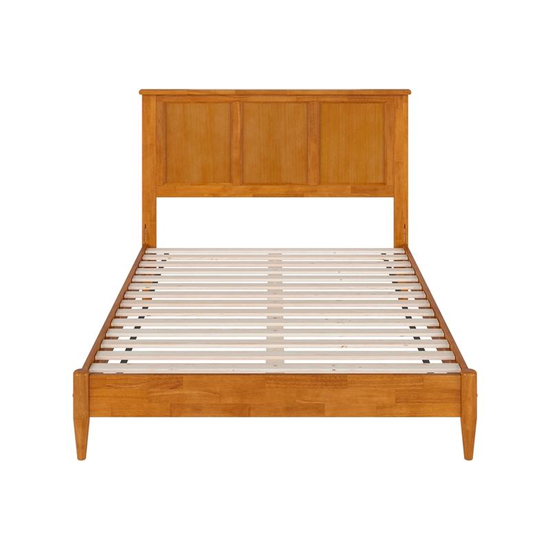 Charlotte Full Solid Wood Low Profile Platform Bed in Light Toffee