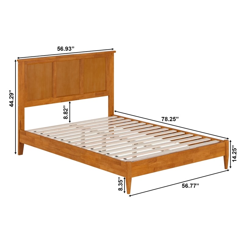 Charlotte Full Solid Wood Low Profile Platform Bed in Light Toffee