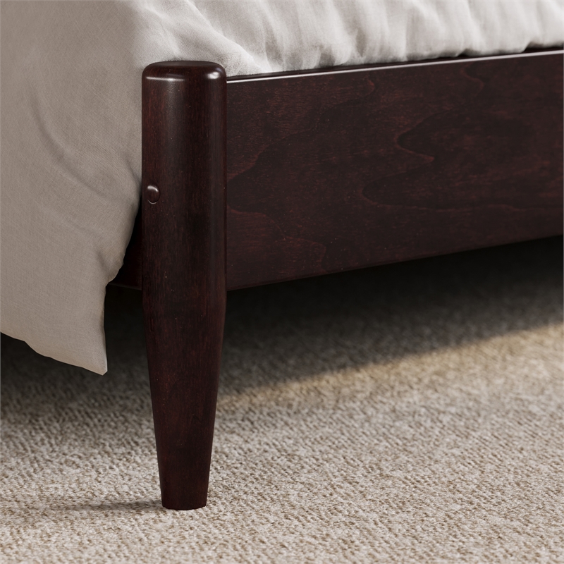 Charlotte Queen Solid Wood Low Profile Platform Bed in Espresso