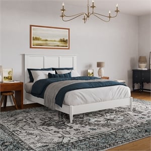 Charlotte Queen Solid Wood Low Profile Platform Bed in White