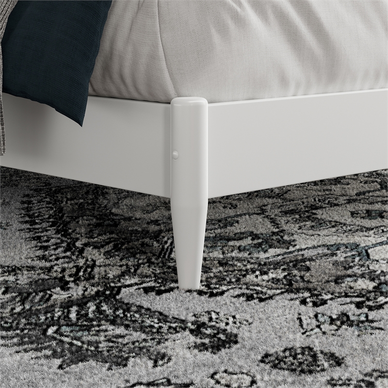 Charlotte Queen Solid Wood Low Profile Platform Bed in White
