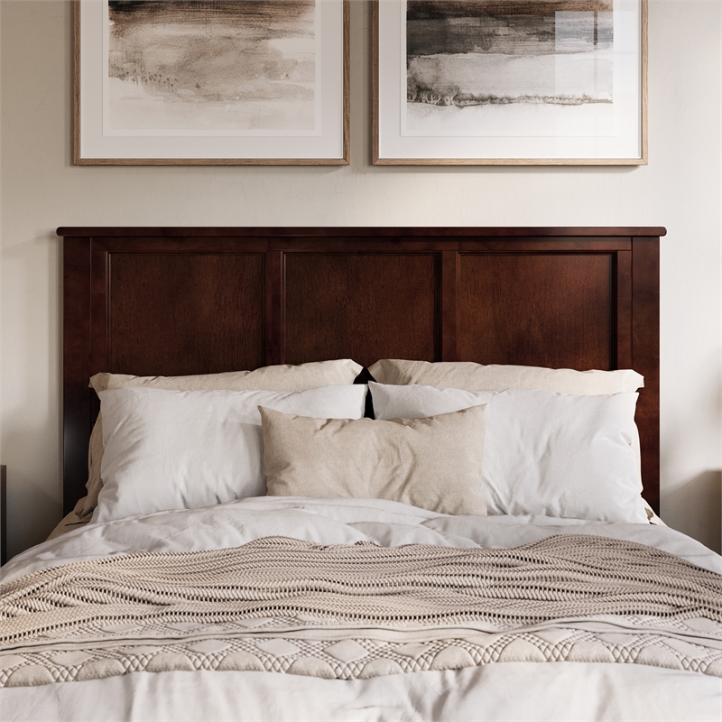 Charlotte Queen Solid Wood Low Profile Platform Bed in Walnut