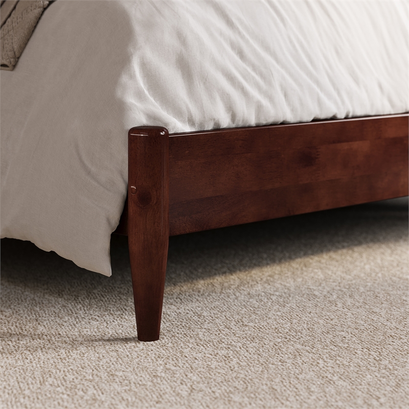 Charlotte Queen Solid Wood Low Profile Platform Bed in Walnut