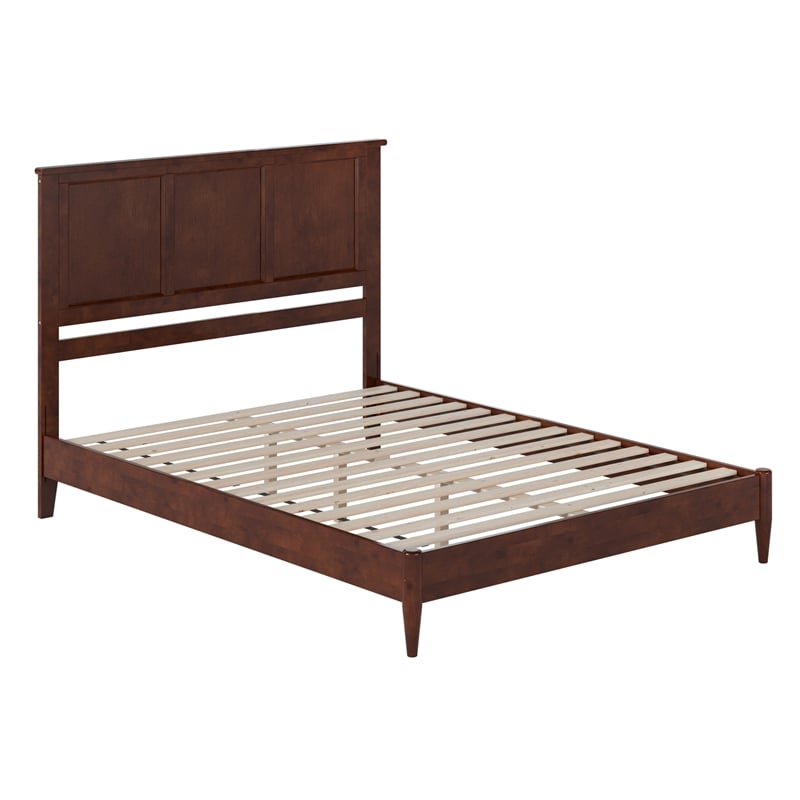 Charlotte Queen Solid Wood Low Profile Platform Bed in Walnut