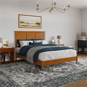 Charlotte Queen Solid Wood Low Profile Platform Bed in Light Toffee