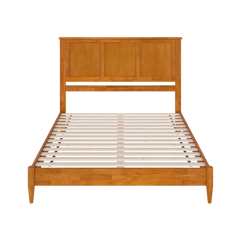 Charlotte Queen Solid Wood Low Profile Platform Bed in Light Toffee