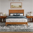 Charlotte Queen Solid Wood Low Profile Platform Bed in Light Toffee