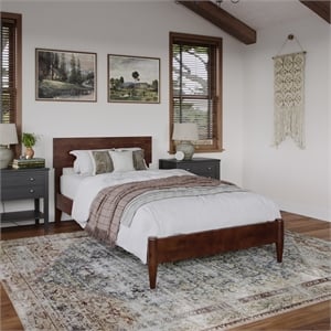 afi aria twin xl modern solid wood low profile platform bed in walnut