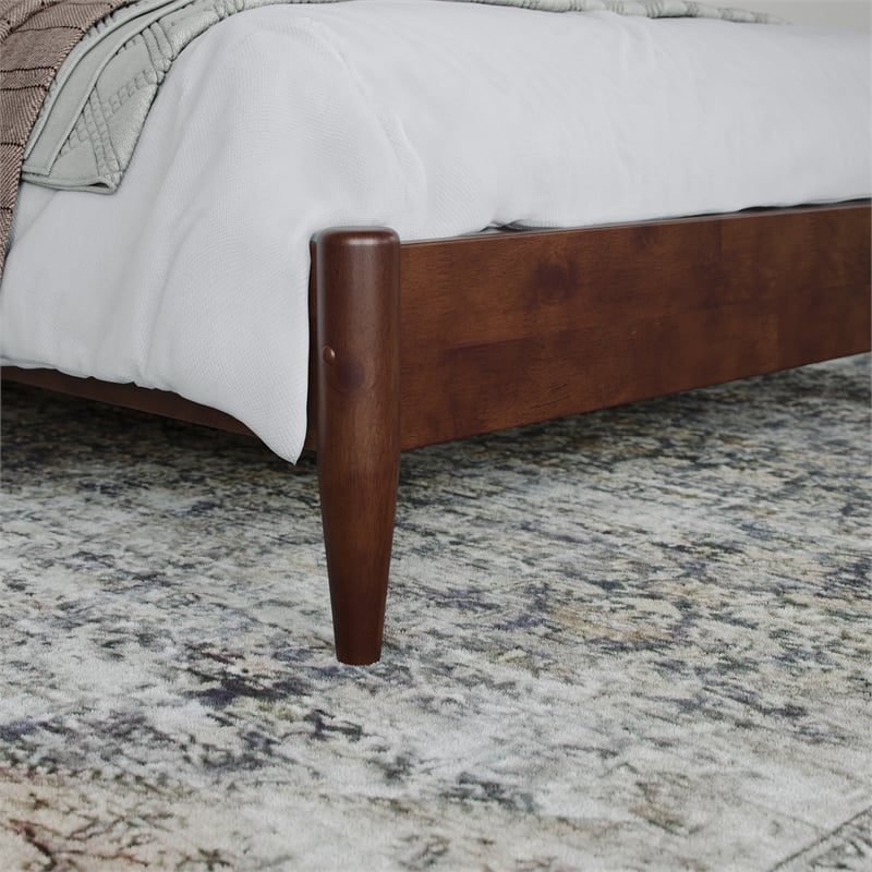 Aria Twin XL Solid Wood Modern Low Profile Platform Bed in Walnut