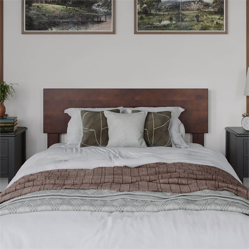Aria Twin XL Solid Wood Modern Low Profile Platform Bed in Walnut