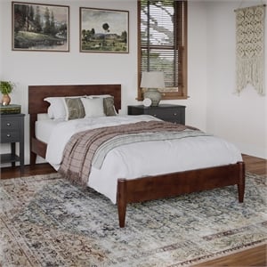 Aria Twin XL Solid Wood Modern Low Profile Platform Bed in Walnut