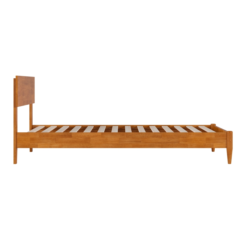 Aria Twin XL Solid Wood Modern Low Profile Platform Bed in Light Toffee