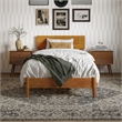 Aria Twin XL Solid Wood Modern Low Profile Platform Bed in Light Toffee