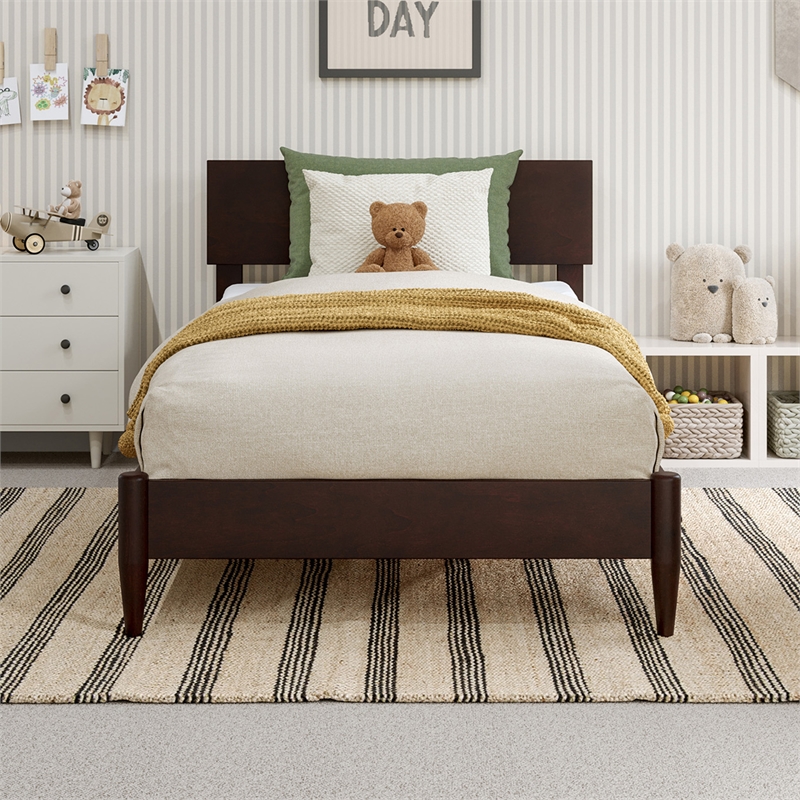 Aria Twin Solid Wood Modern Low Profile Platform Bed in Espresso