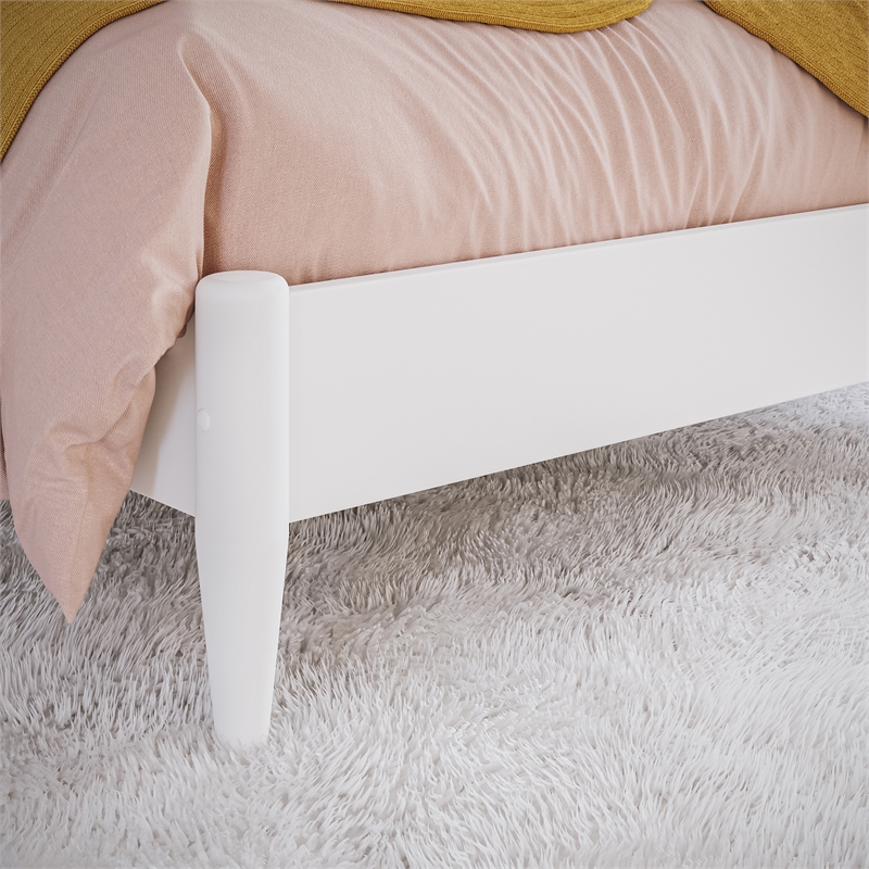 Aria Twin Solid Wood Modern Low Profile Platform Bed in White