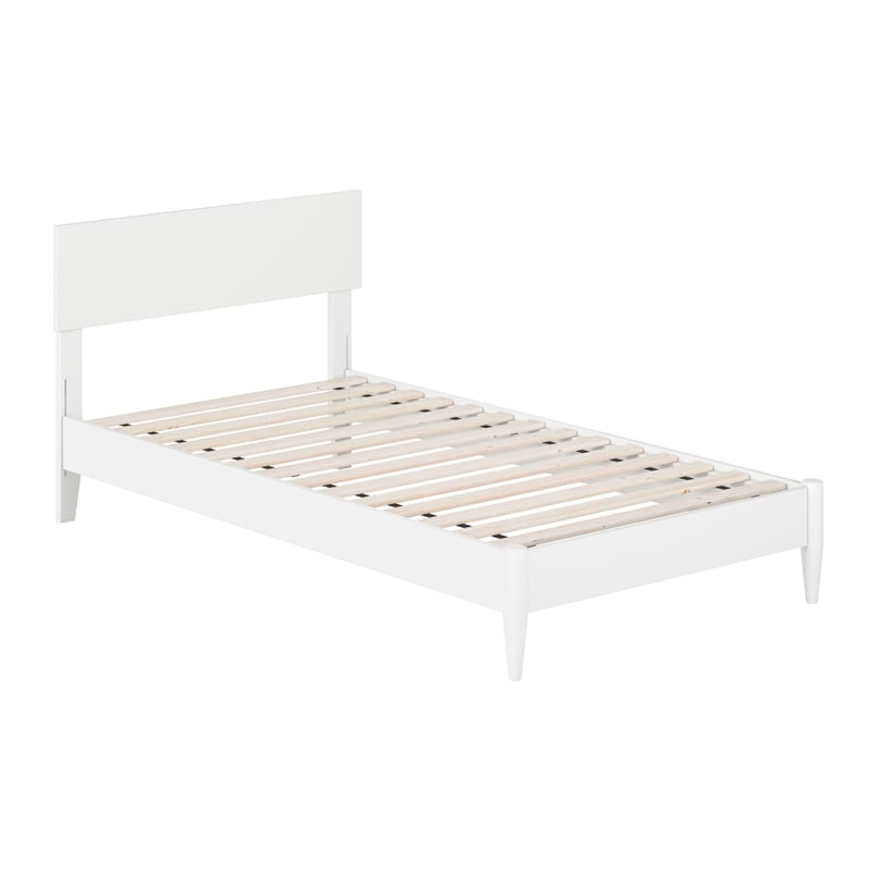 Aria Twin Solid Wood Modern Low Profile Platform Bed in White