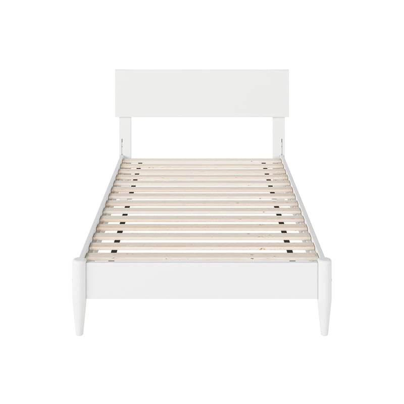 Aria Twin Solid Wood Modern Low Profile Platform Bed in White