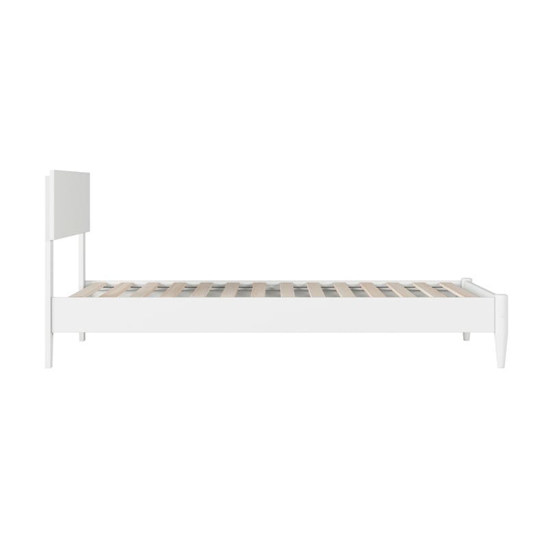 Aria Twin Solid Wood Modern Low Profile Platform Bed in White