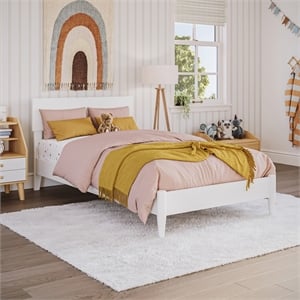 Aria Twin Solid Wood Modern Low Profile Platform Bed in White
