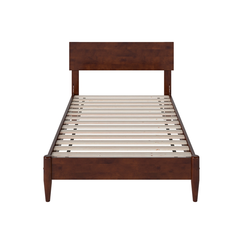 Aria Twin Solid Wood Modern Low Profile Platform Bed in Walnut