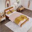 Aria Twin Solid Wood Modern Low Profile Platform Bed in Light Toffee