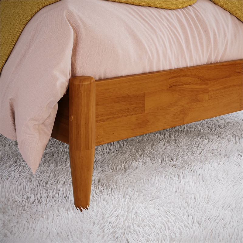 Aria Twin Solid Wood Modern Low Profile Platform Bed in Light Toffee