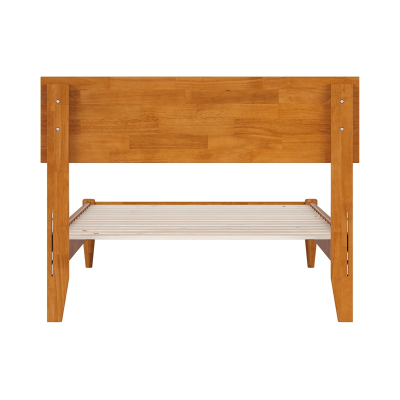 Aria Twin Solid Wood Modern Low Profile Platform Bed in Light Toffee